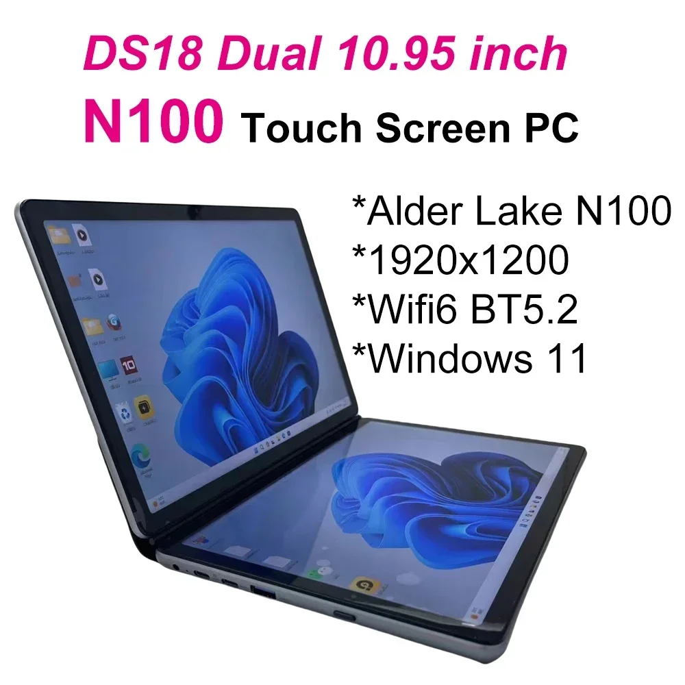 SZBOX DS18 Dual 10.95 Inch Touch screen Notebook Intel Alder Lake N100 DDR4 32GB 1TB Dual Screen Desktop Laptop Windows11