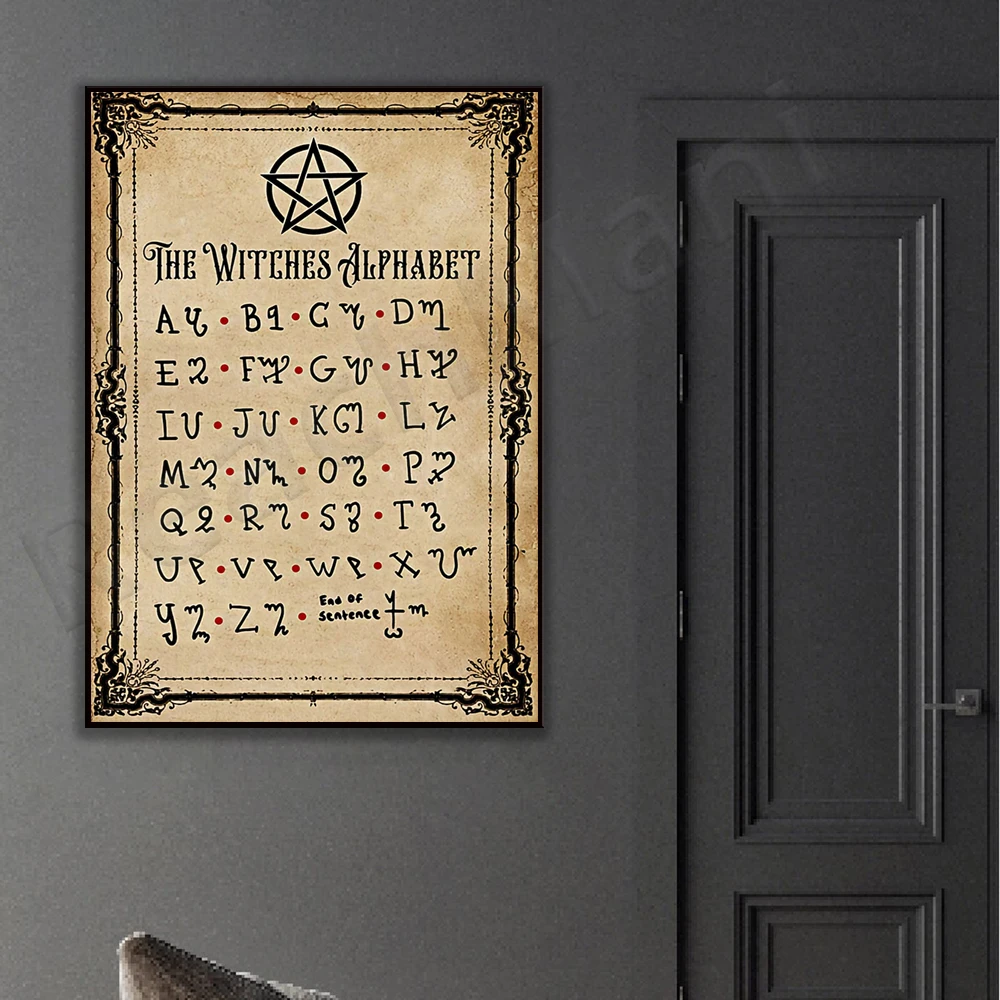 witch alphabet witchcraft knowledge poster kitchen witchcraft poster witch poster wall art knowledge magic magic lover