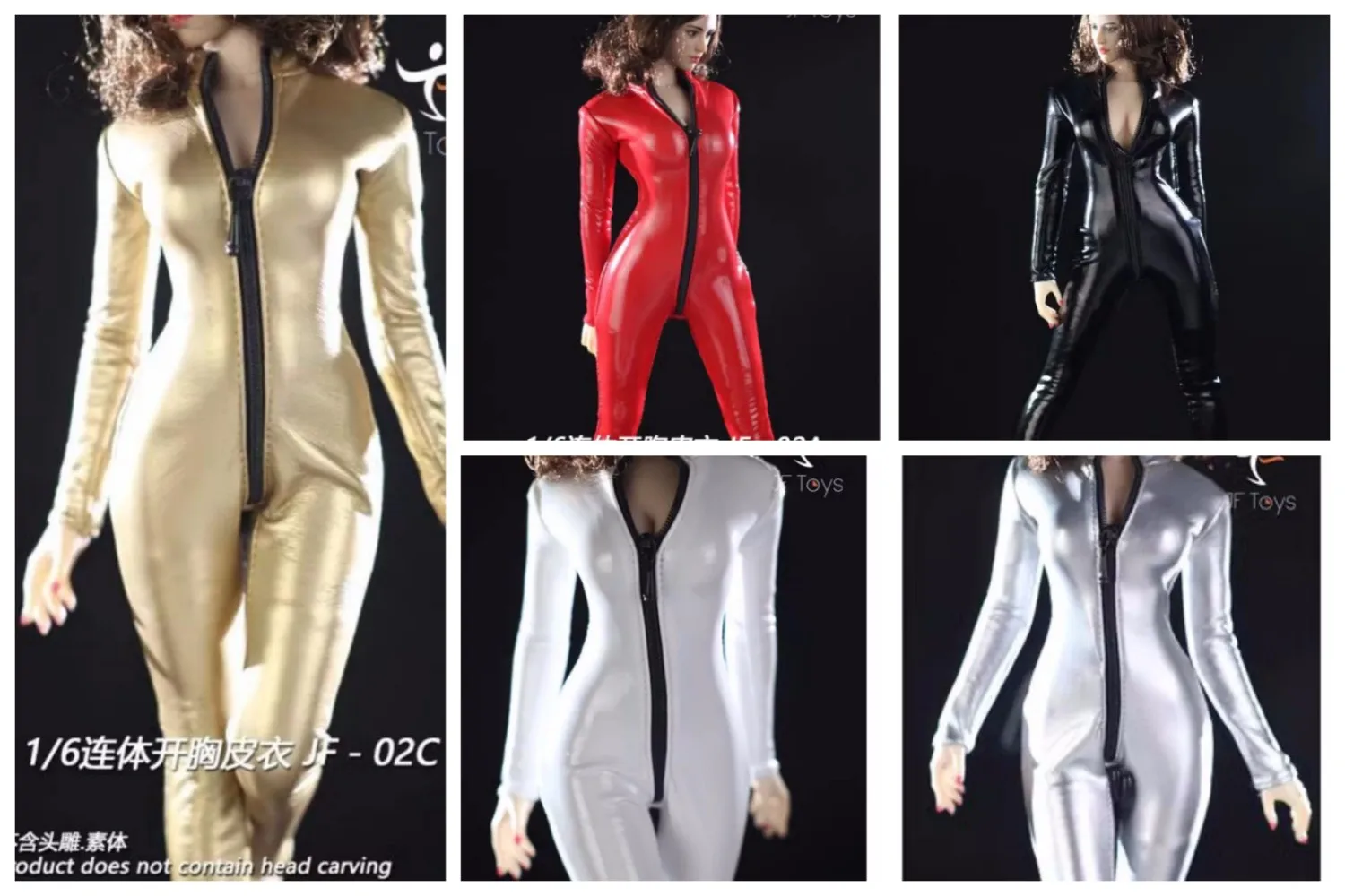 

1/6 Female Soldier One-piece Leather High-necked Coat Tight Zipper Jumpsuit JF TOYS JFX-02 Suitable 12-Inch Body DOLL