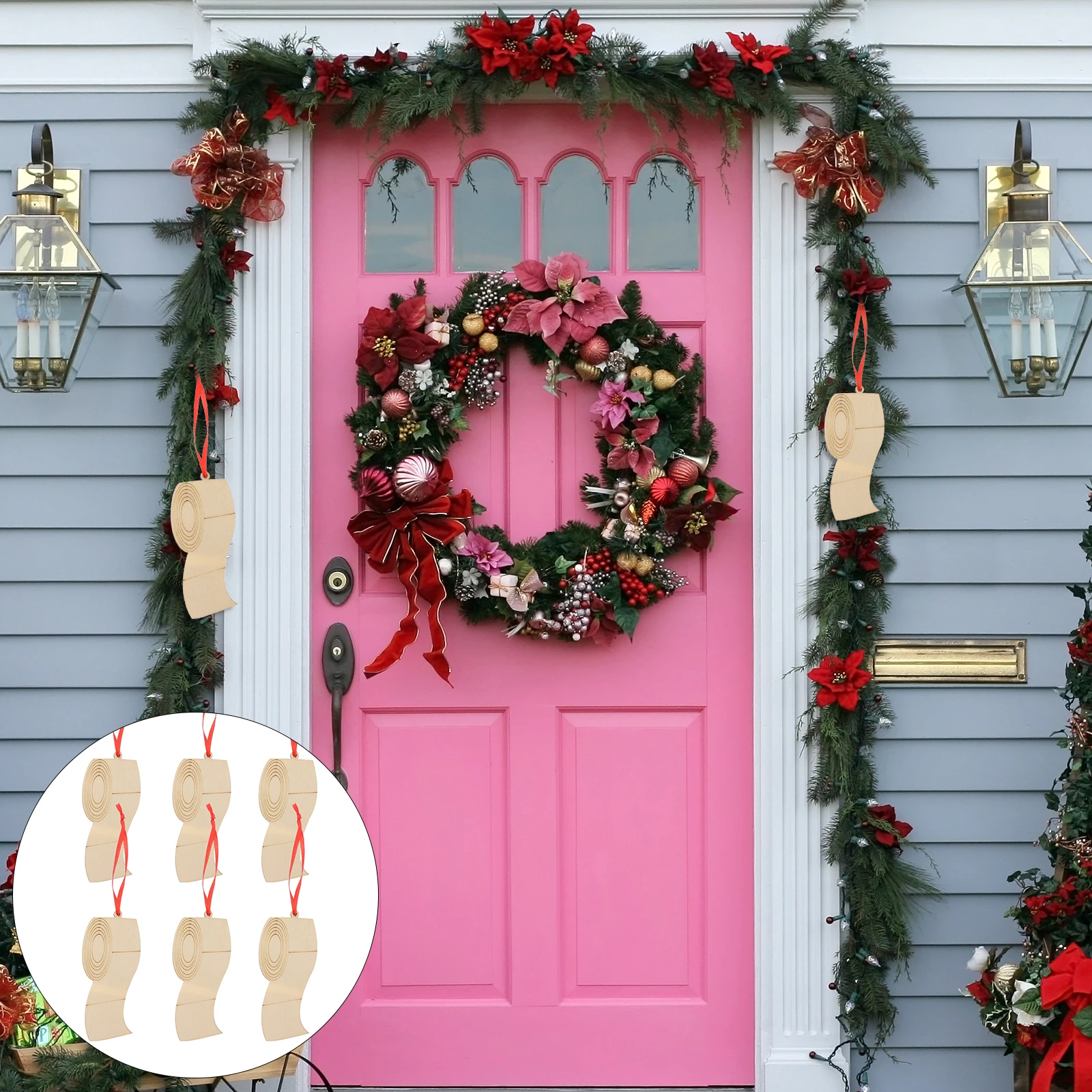 

6 Pcs Wooden Pendant Christmas Graffiti Pendants Family Blessing Hanging Decor Tree Ornaments Xmas