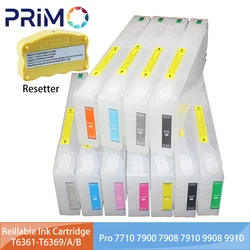 T636 T6361-T6369 T636A T636B Refillable Ink Cartridge With Chip and Resetter for Epson Stylus Pro 7710 7900 7908 7910 9908 9910