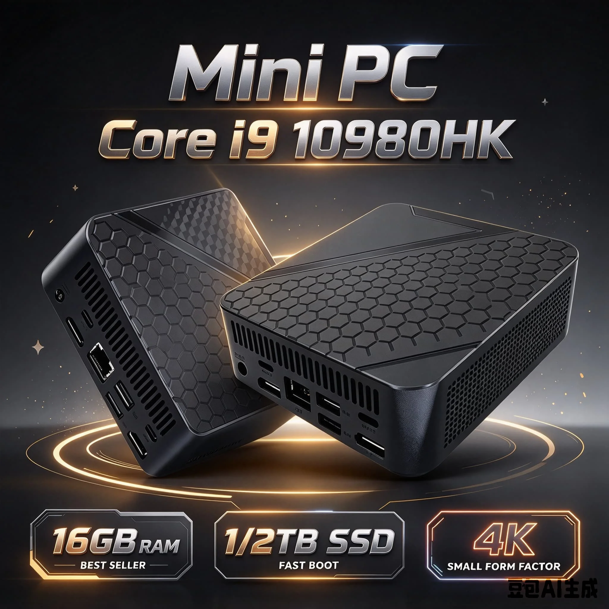Mini PC 2026 Pro Core Intel i9 10980HK 16GB M.2 NVMe SSD Saída Tripla 4K WiFi6 Resfriamento Silencioso Computador de Mesa Portátil para Escritório