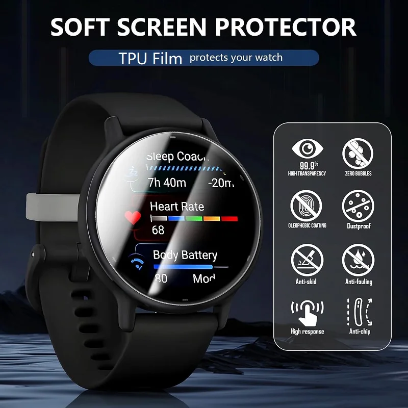 10 قطع من واقي الشاشة هيدروجيل من مادة TPU لساعة Garmin Vivoactive 6 الذكية، طبقة حماية ناعمة شفافة عالية الدقة