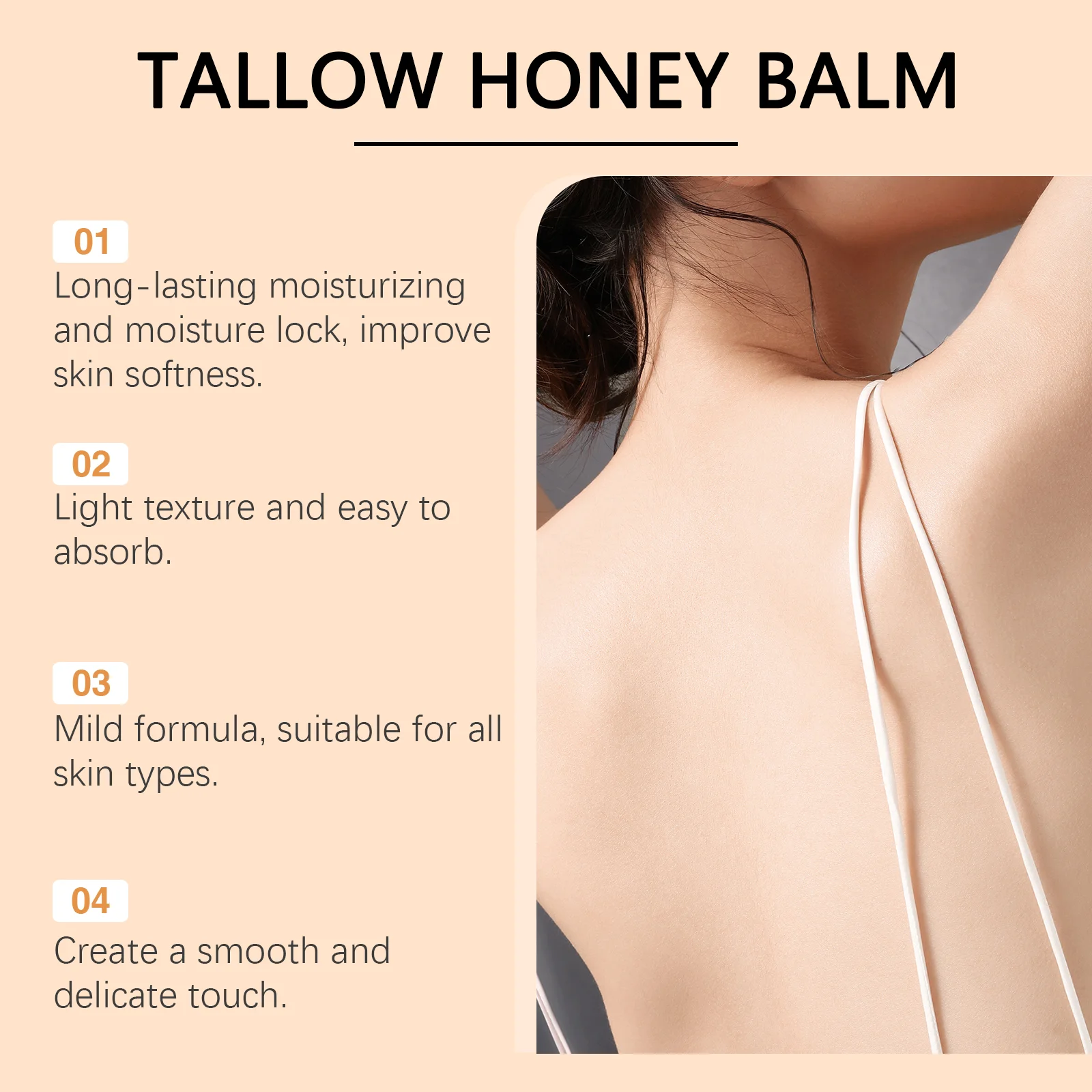Beef Tallow Honey Cream Brightening Fade Dark Spots Remove Melanin Firming Non-Greasy Lasting Moisturizing Soothing Body Lotion