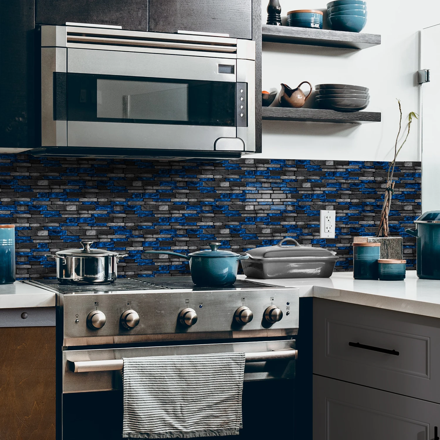 

20pcs 3D Self-Adhesive Waterproof Scratch-Resistant Oil-Resistant Irregular Wall Sticker 12x24.6cm