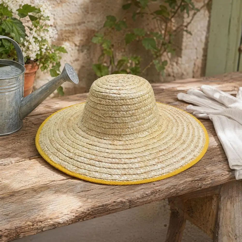 Lightweight Straw Hat Sun Protection Large Straw Hat Lightweight Breathable Wide Brim Hat Adjustable Strap Outdoor Work Farm Sun