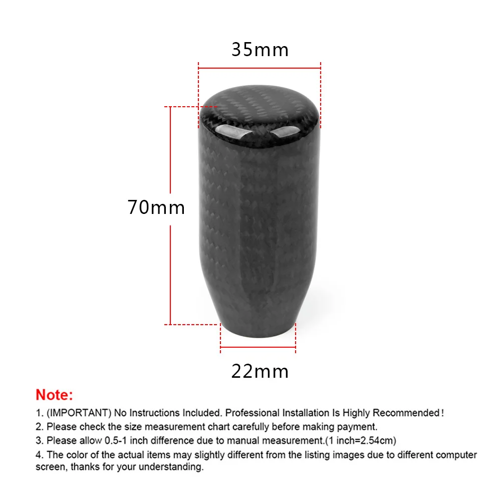 JDM Style Universal Oval/Sphere Carbon Fiber Manual Gear Shift Knob With 3 Adapter for Most Car Decorations Classic