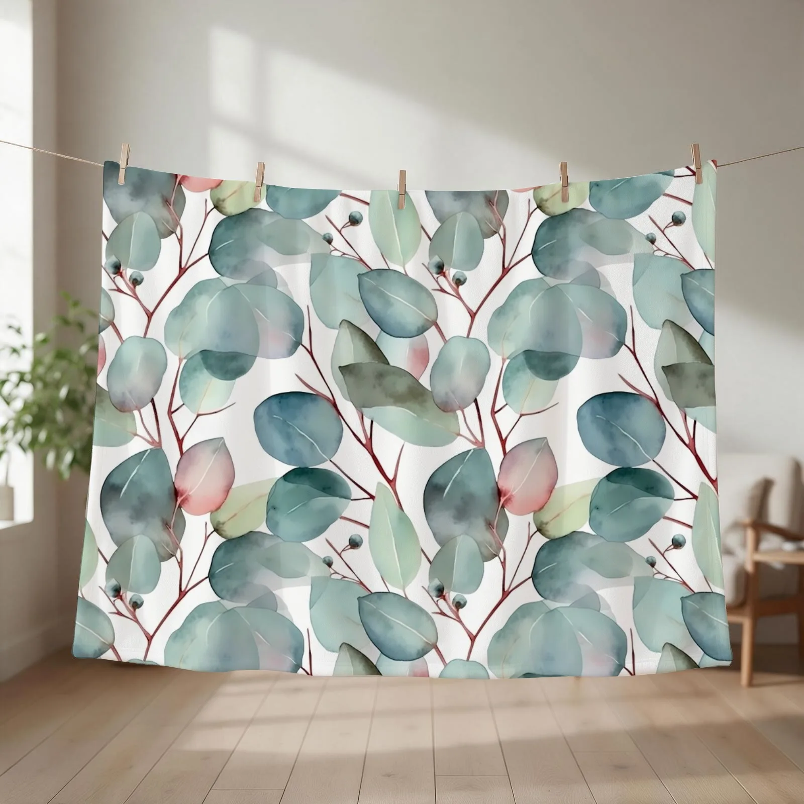 Nature Design 11 Vintage Eucalyptus Floral Flowers Fleurs Flores Throw Blanket Picnic for babies Sofa Blankets