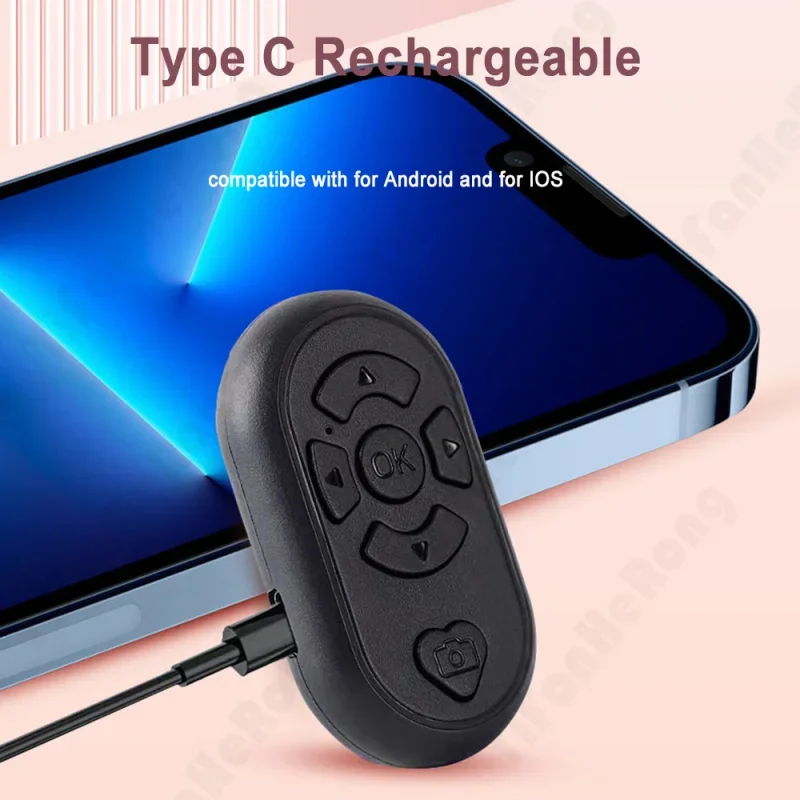 Type-C Bluetooth Wireless Remote Control Phone Selfie Video Controller for Android Ios Compatible Remote Button Rechargeable