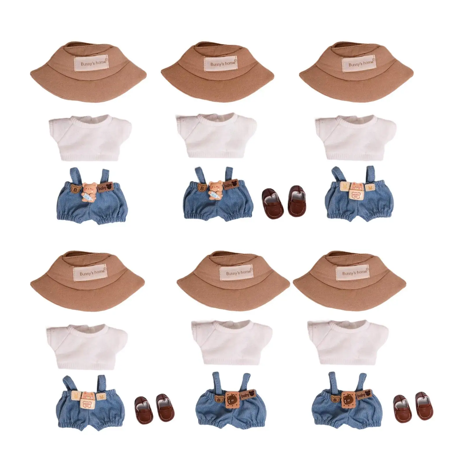 

Plush Doll Clothes for 15cm Doll Girls Gifts Pretend Play Soft Girl Doll Clothes Denim Overalls Set Doll Denim Overalls and Hat