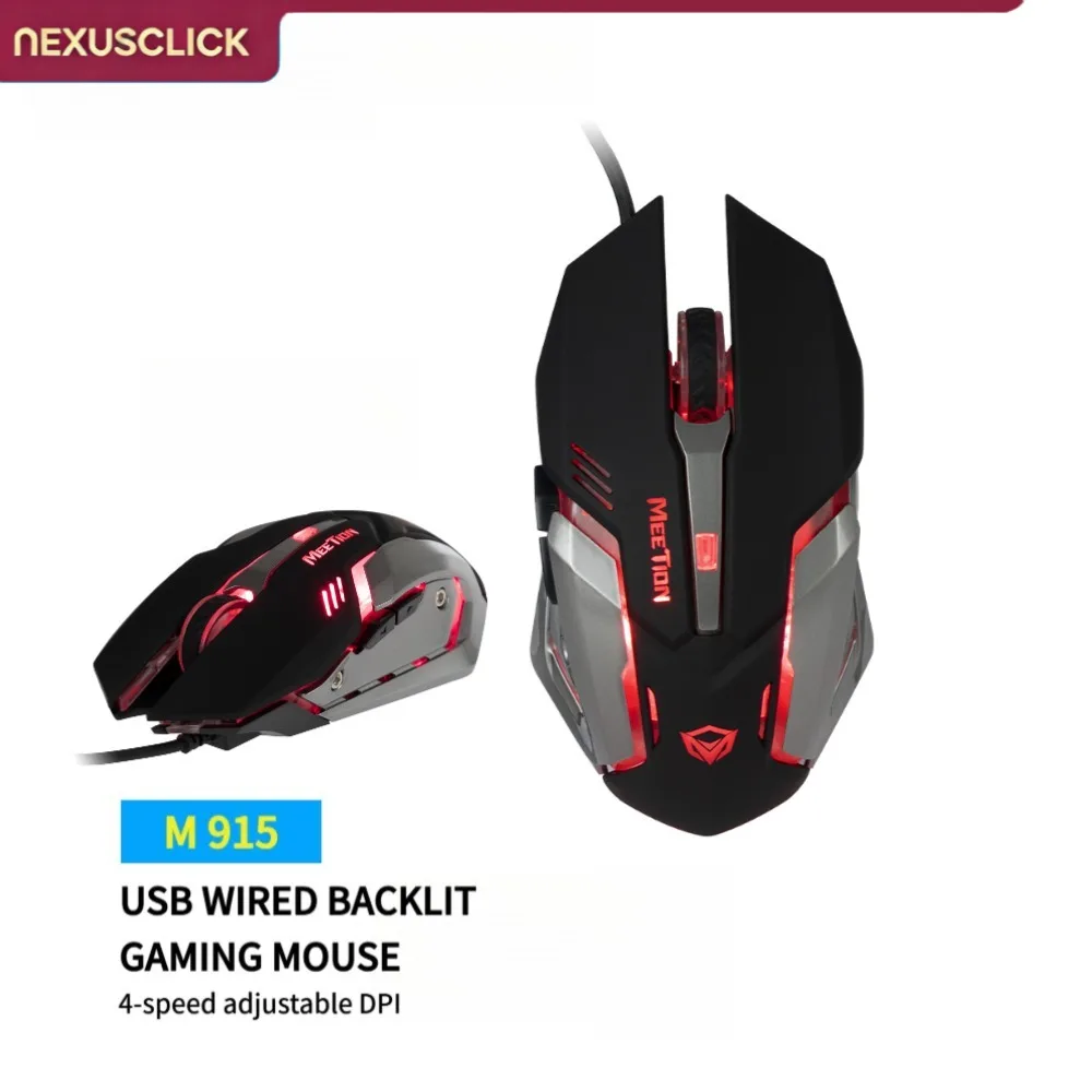 NexusClick Ergonomic Wired Optical Gaming Mouse,2400 DPI 6 Buttons RGB Backlit Plug and Play USB Computer Mice for Laptop PC Mac