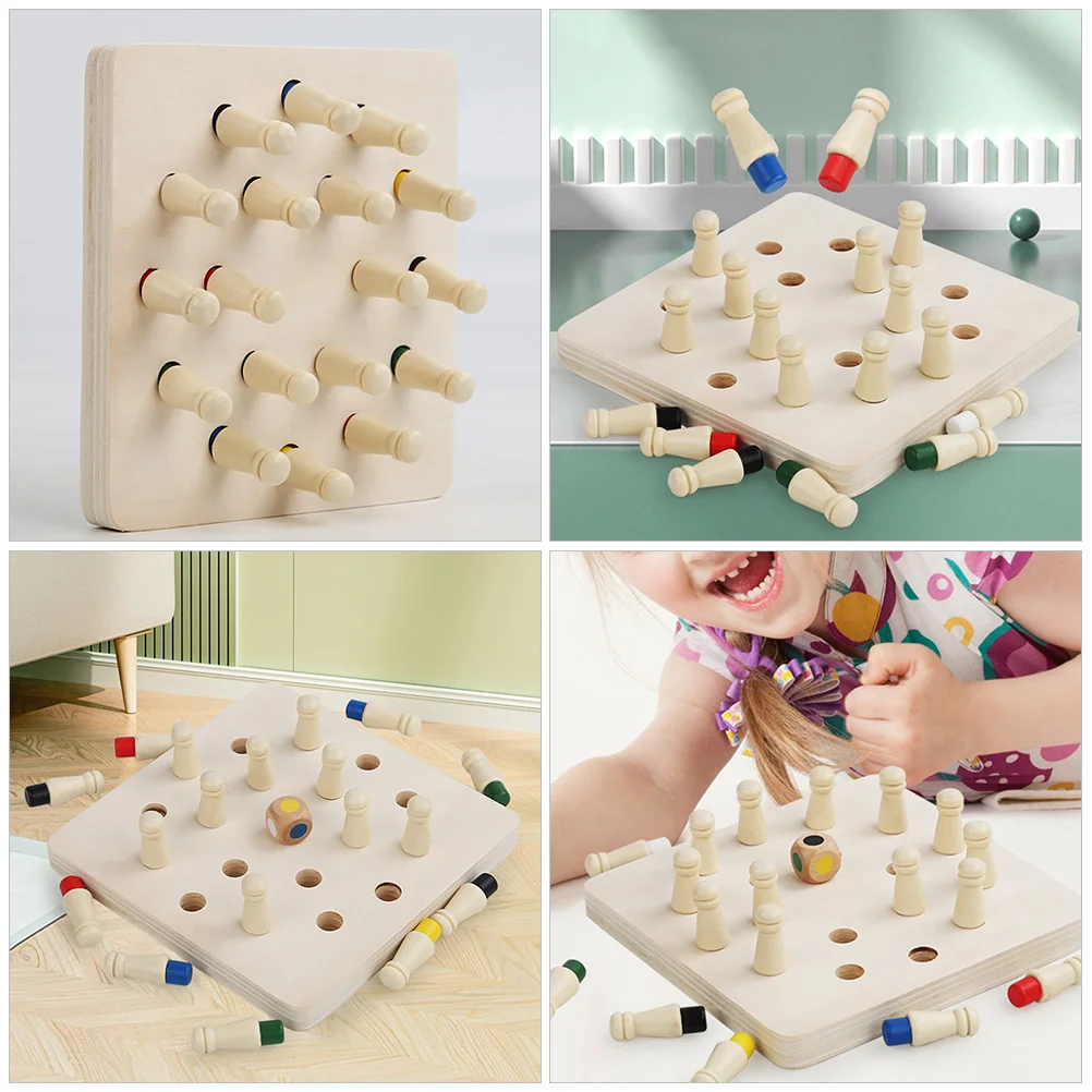 1Set Speicher Schach Holz Spiel für Kinder Frühe Bildung Brettspiel Verbesserung Speicher Konzentration Kleinkind Passenden Spielzeug