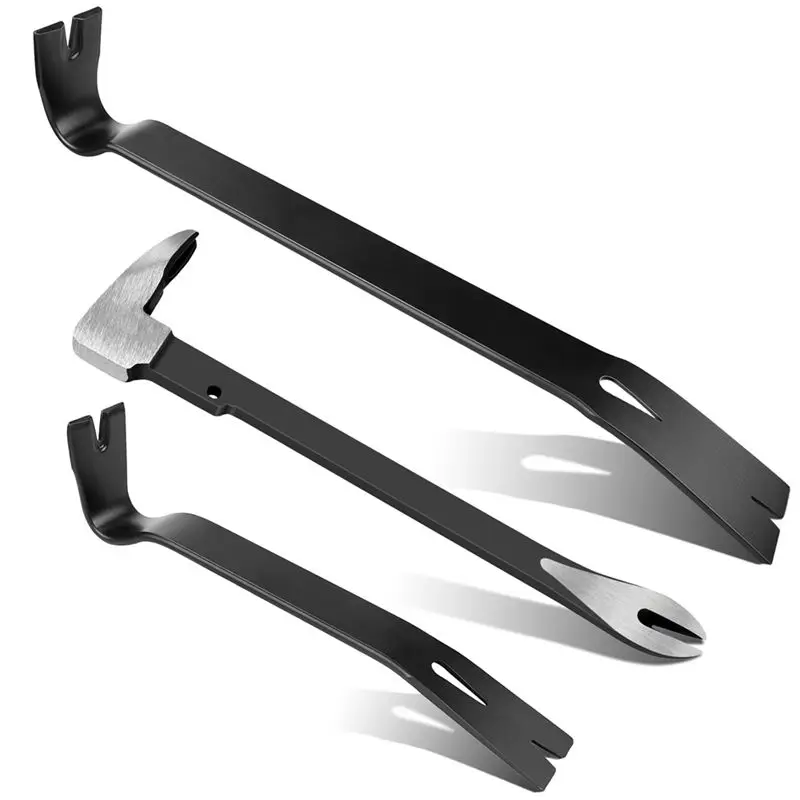 VOFUN-3 Piece Pry Bar Set,10 Inch Nail Puller Pry Bar,9 Inch And 15 Inch Nail Pullers With Wide,For Home Remolding&Woodworking
