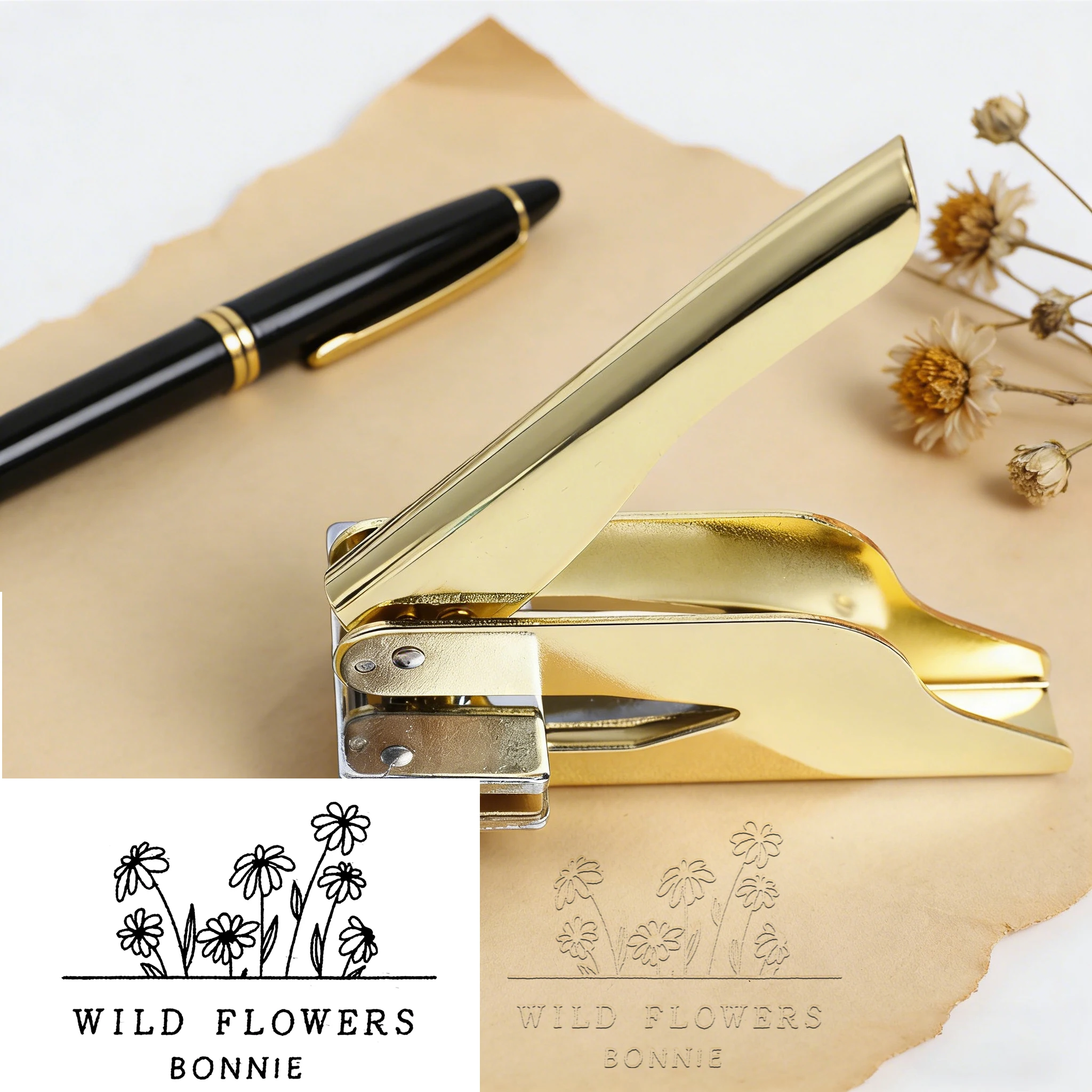 Benutzerdefinierte Embosser personalisierte rechteckige Logo Design Siegel benutzerdefinierte Nummer Adresse Text Stempel für DIY Handschrift Name Papier Karte