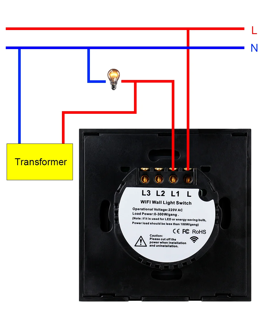 Minitiger EU/UK Standard Tuya Smart Home Glass Panel Light Touch Switch Voice Control Wireless Support Alexa Google Home