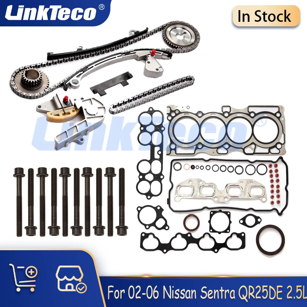 Full Head Gsket Set Timing Kit Bolts Engine Bearings Fit 02-06 QR25DE 2.5 L For Nissan Altima Sentra SE-R X-trail HS26261PT 2.5L