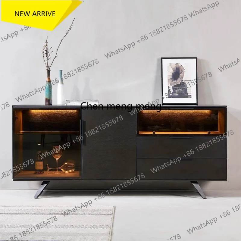 

A178 Винный шкаф из массива дерева со стеклянными дверцами и подсветкой, для гостиной, пристенный, современный, простой, для прихожей.