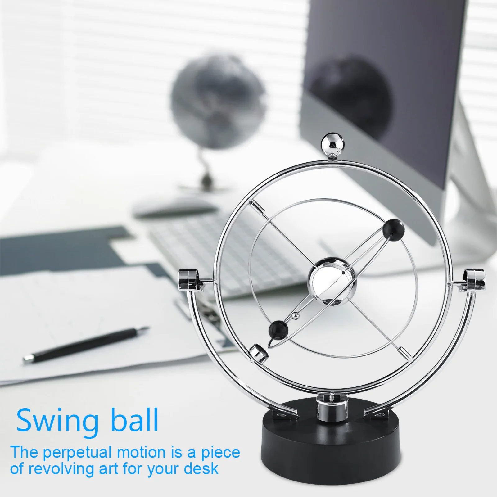 Craft Perpetual Motion Movement Swing Ball Home Office Desk Table Ornament Gift Electric Wiggler Swing Ball Newton Swing Ball