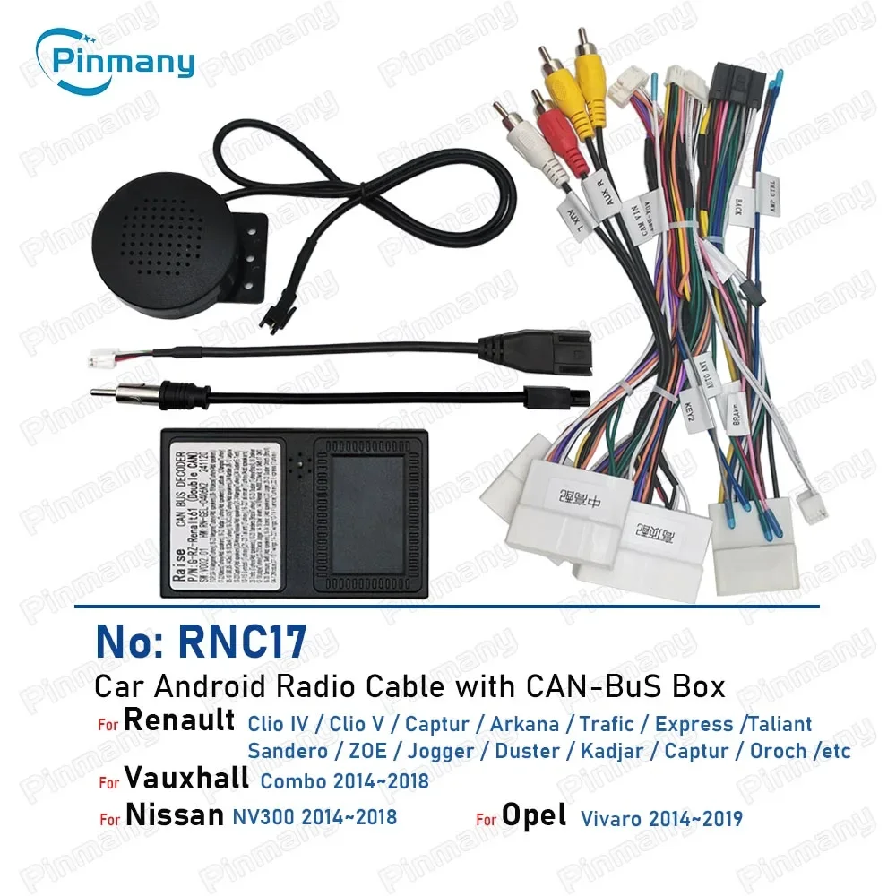 Adaptador de Fiação de Rádio Automotivo CAN Bus RNC17 para Vauxhall Combo, Nissan NV300, Opel Vivaro, Renault Arkana, Trafic, ZOE, Oroch