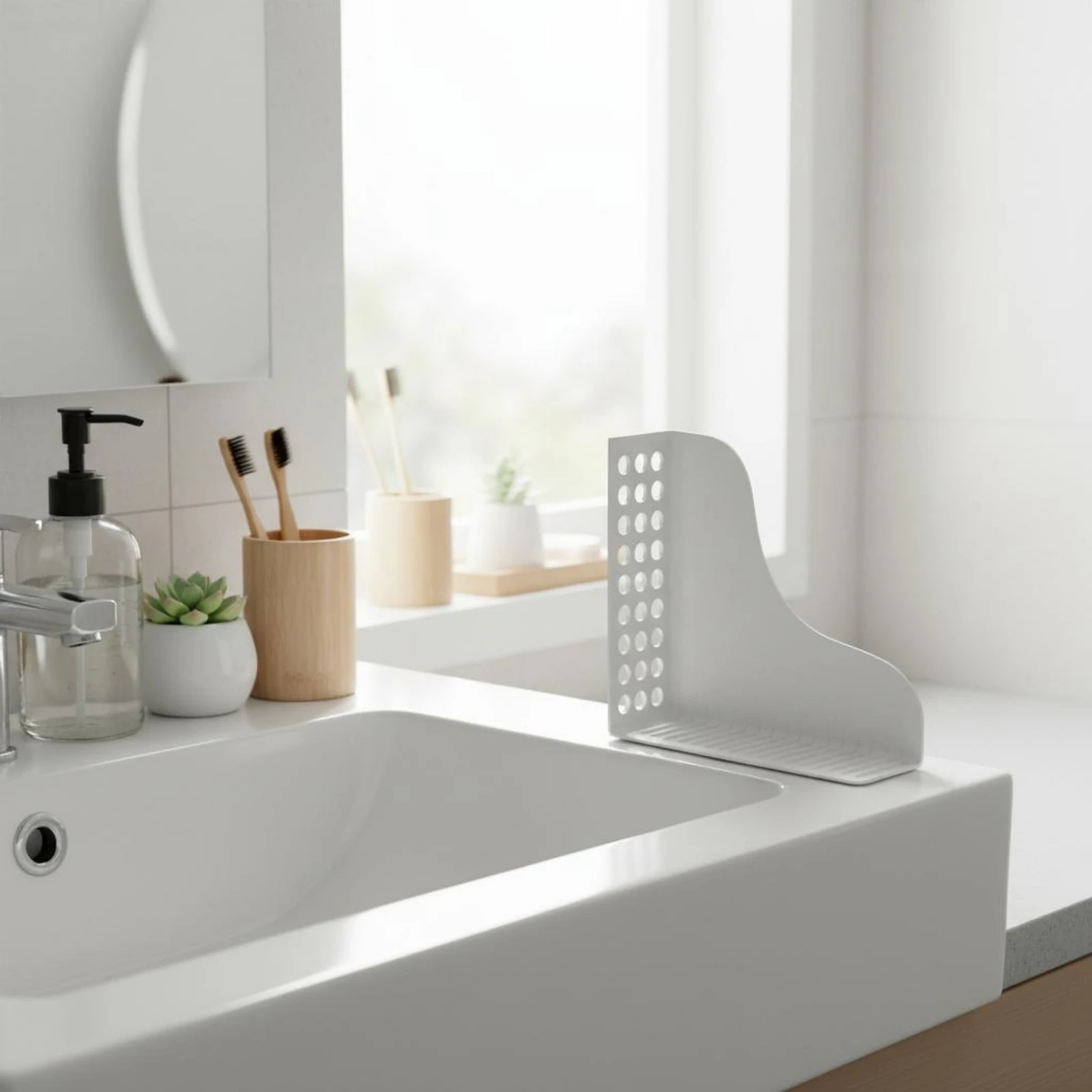 Bathroom Splash Guard Tray Waterproof Countertop Drain Tray Silicone Sink Sink Organizer Easy to Clean Silicone Sink Mat Quick view 5