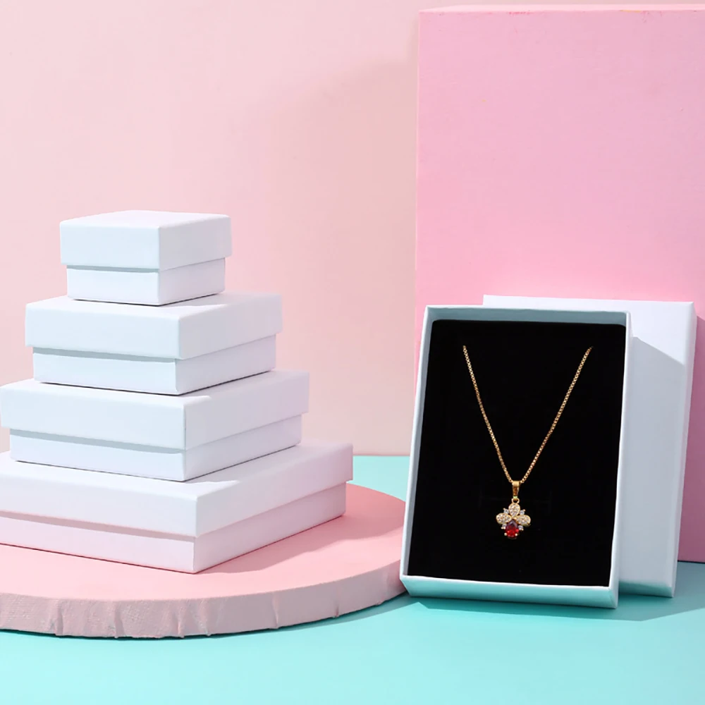 12-Pack White Paper Jewelry Gift Boxes