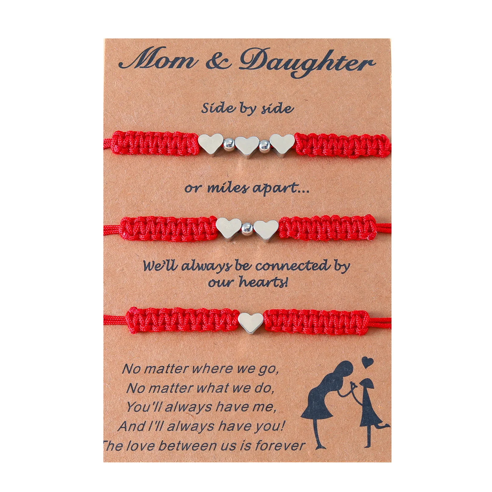 Simple and Versatile Love Third Generation Flat Knitted Red Rope Bracelet Mother and Daughter Bracelet Gift Wholesale