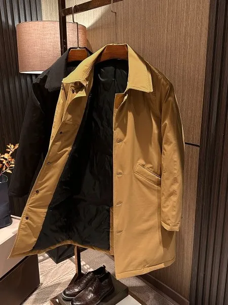 

Итальянская эстетичная теплая водонепроницаемая мужская зимняя куртка средней длины в клетку с пэчворком, молодежное пальто с длинными рукавами