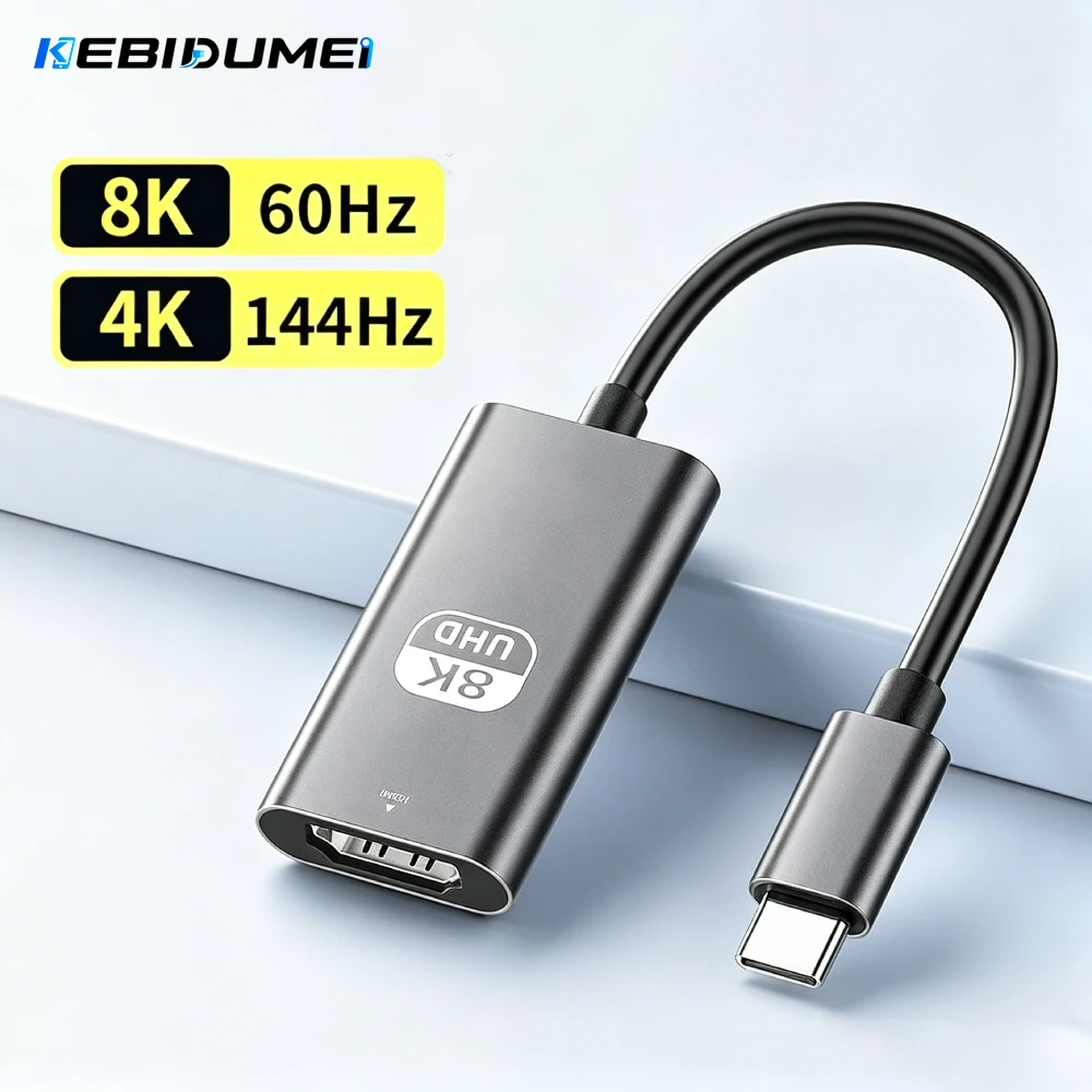 KEBIDUMEI 8K 60Hz Type C to HDMI-compatible Adapter USB 3.1 HUB HDTV Converter Cable for PC MacBook iPad Samsung Laptop