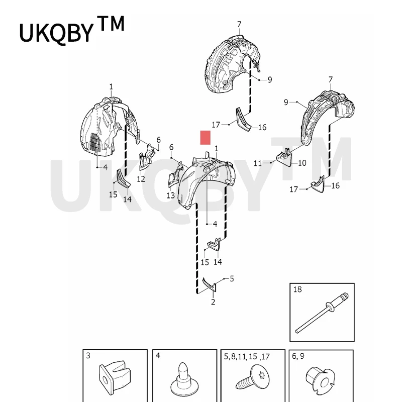Car Fender fixing pad 2018-vol voXC60 xc60 Left front wheel arc pad Liner of Arc pad 31694464 31694465