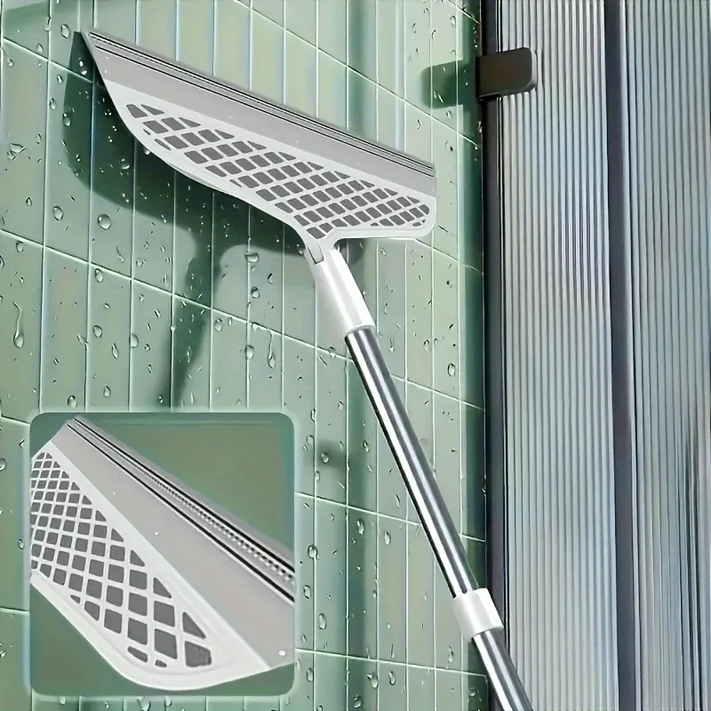 

Magic Broom with Detachable Head Double Sided Silicone Scraper Plastic Handle 180° Design Easy Storage for Bathroom Living Room