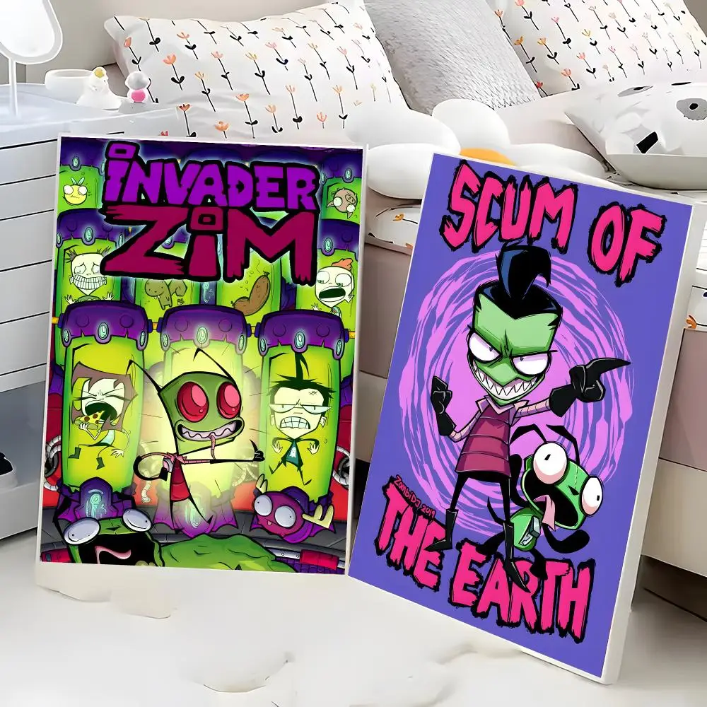 Invader Zim Zim Gir Jhonen Vasquez Cult Cartoon Dark Humor Painting Calligraphy Poster Eco-Friendly Decor Frameless Canvas