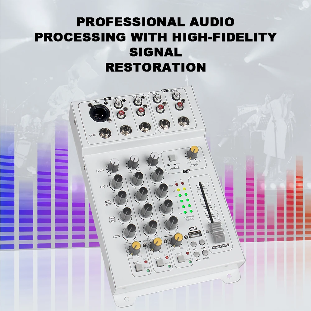 Car Audio Mixer 4 Band EQ Professional Automotive Sound Mixing Console 12V Audio Processor USB Audio Play view 2