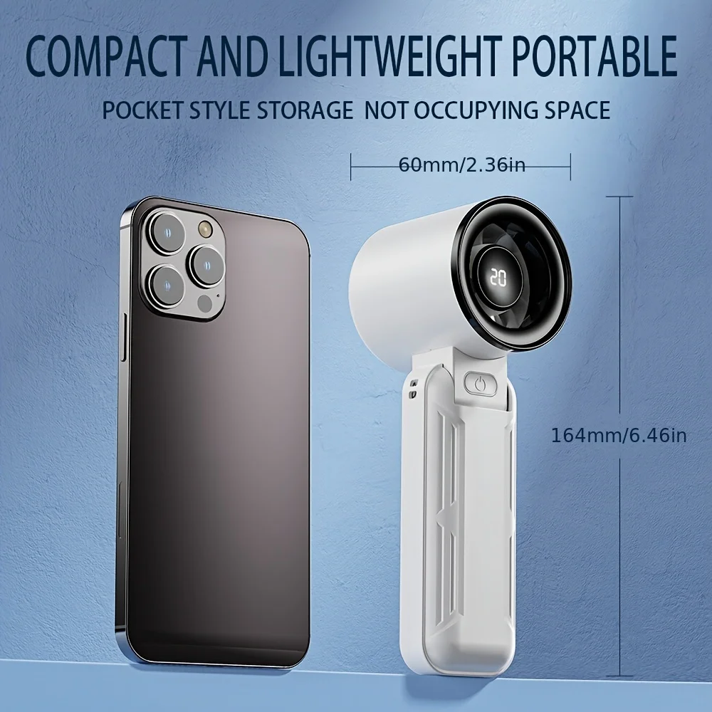 جديد 2026 شاشة ديجيتال كبيرة عالية السرعة توربينات الرياح مروحة يدوية 135 ° قابلة للطي وسهلة التخزين ولا تأخذ مساحة #4