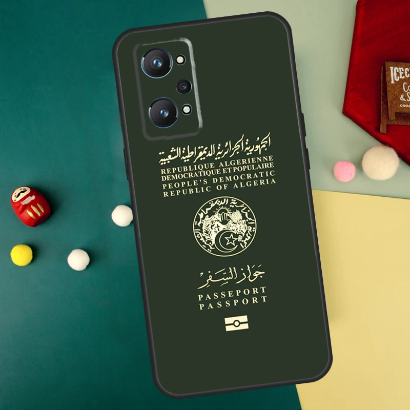 Algerian Algeria Passport For Realme C55 C53 C35 C33 C30 C25s C21Y C11 C15 GT3 GT5 GT Neo5 9 10 11 12 Pro Plus Case