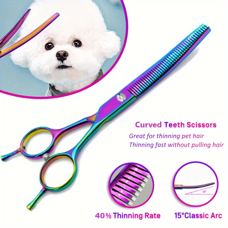 Thinning Dog Grooming Scissor Curved Scissors ,Professional pet grooming Scissors Thinning Shears v-shape Scissor