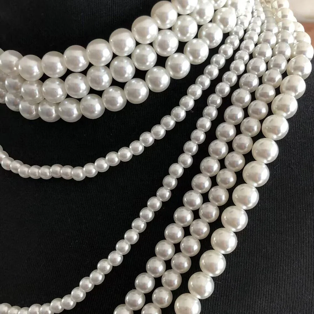 2024 New ZA Multilayer White Imitation Pearls Necklace Women Indian Statement Maxi Long Large Collar Choker Necklace Jewelry