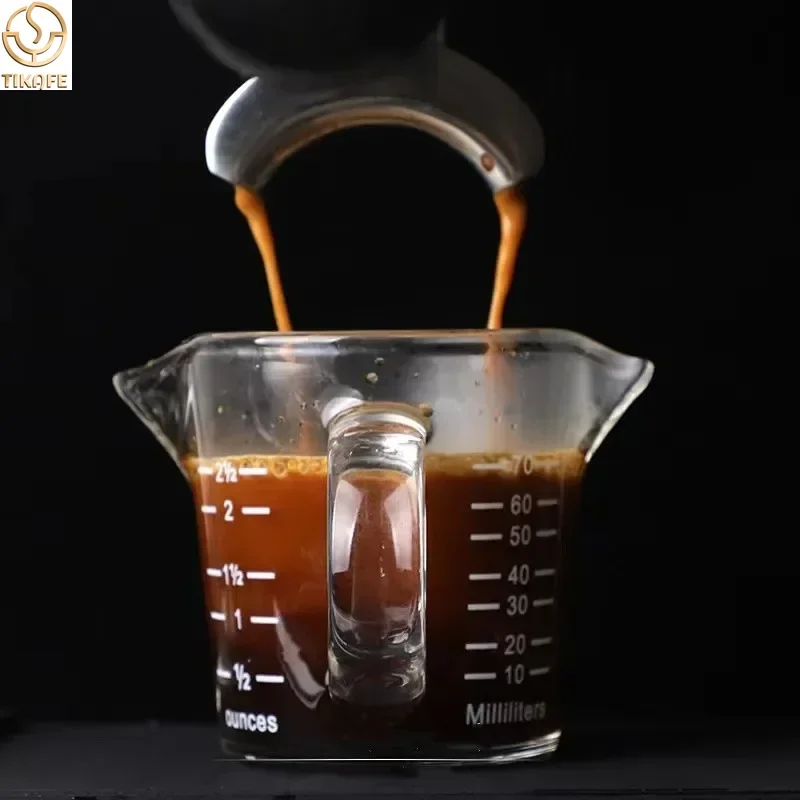 70ml Big Width Milk Cup Glass With Scale Heat-resistant Glass Measuring Cup Jigger For Espresso Coffee Double-mouthed Ounce Cup