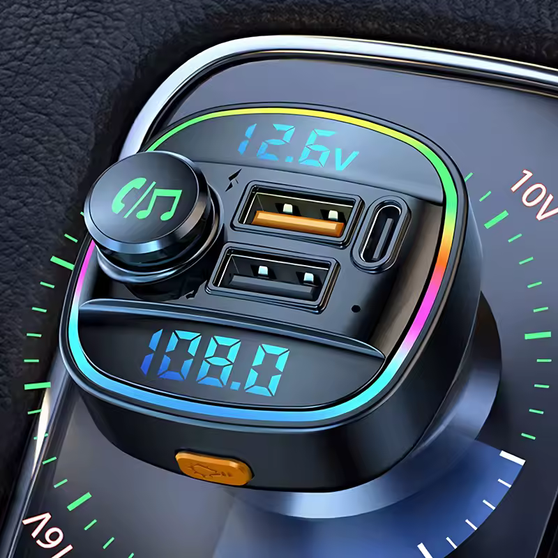 Trasmettitore FM Bluetooth 5.0 Modulatore di autoradio vivavoce Lettore MP3 con adattatore di ricarica super rapido USB da 22,5 W per auto