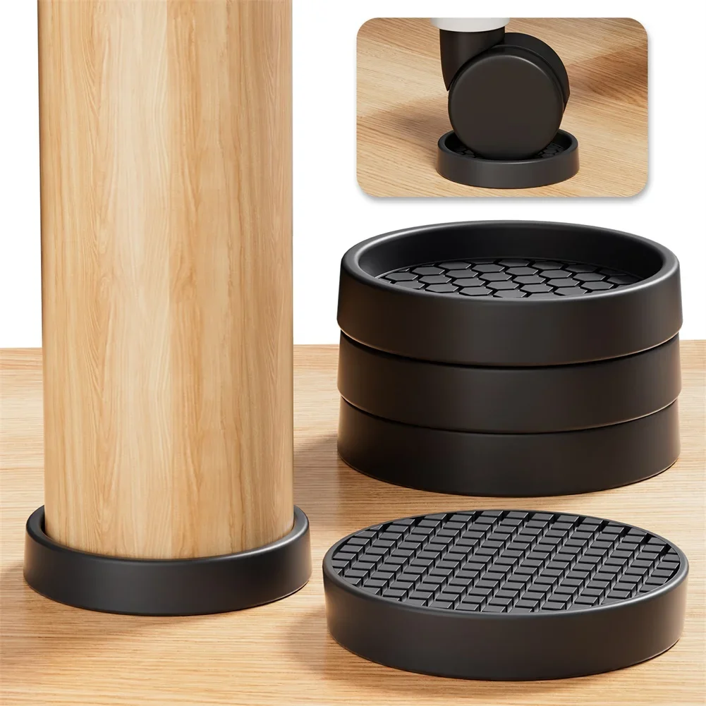 4pcs Furniture Sliders Round Rubber Furniture Caster Cups Anti-Slip Coasters For Hardwood Floors Noise Reduction Protector Parts