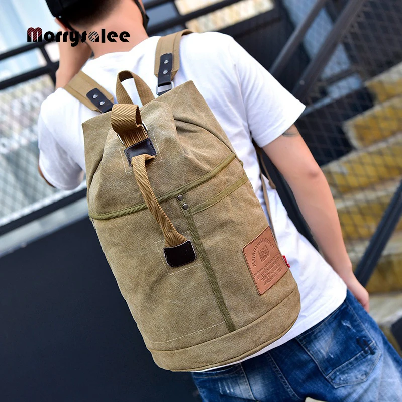 

2026 New Large Man Mountaineering Backpack Male Luggage Canvas Bucket Shoulder Bags For Boys Men Backpacks Travel Backpack