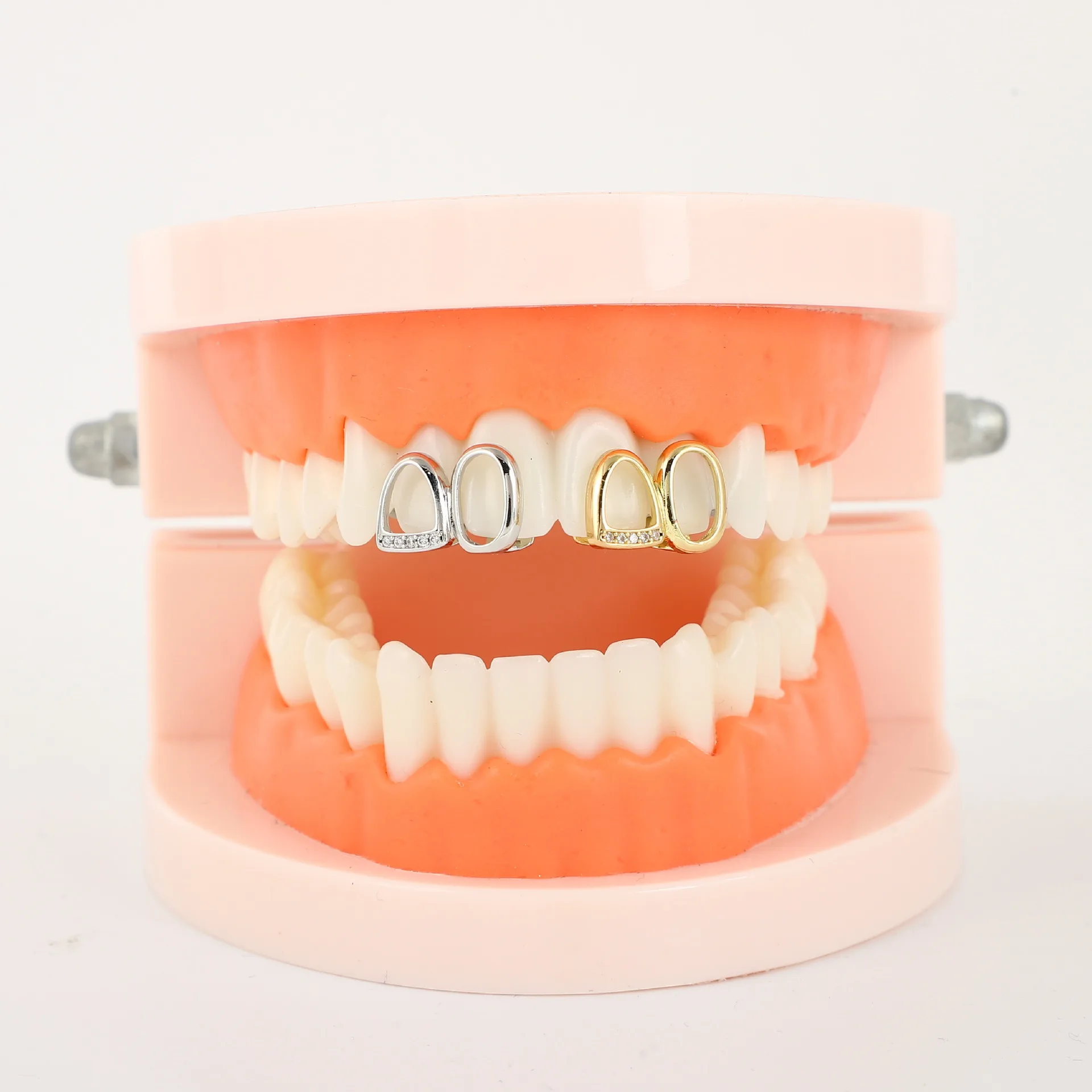 2Pcs Hip-Hop Fashion Hollow Teeth Accessory - Unisex Halloween Party Gift for Hip-Hop Style Enthusiasts，Costume Jewelry