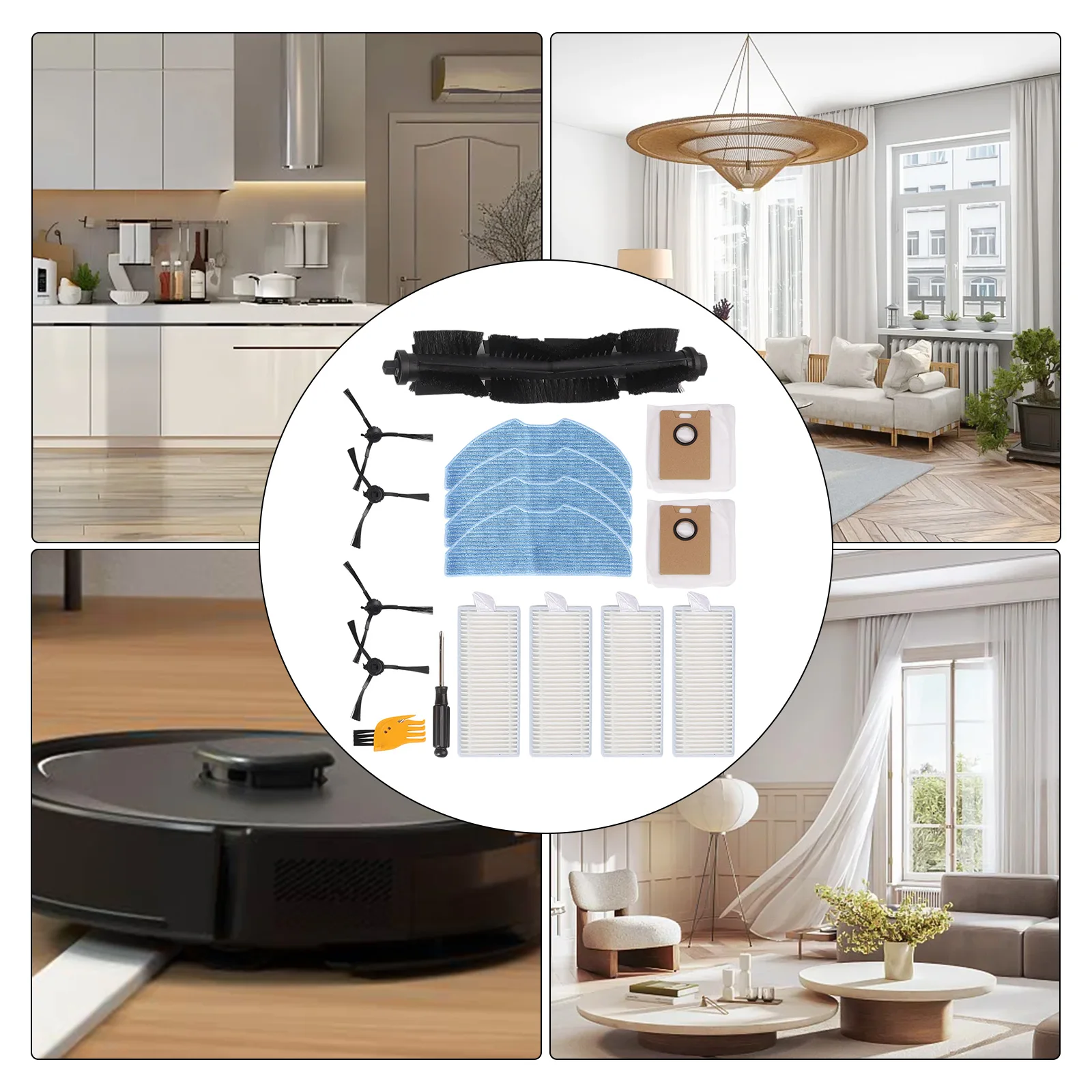 Robot Vacuum Parts for Tapo RV30 Max Plus RV30 Max RVV20 Max for Plus RV20 Max Includes Essential Brushes Filters and Wipes