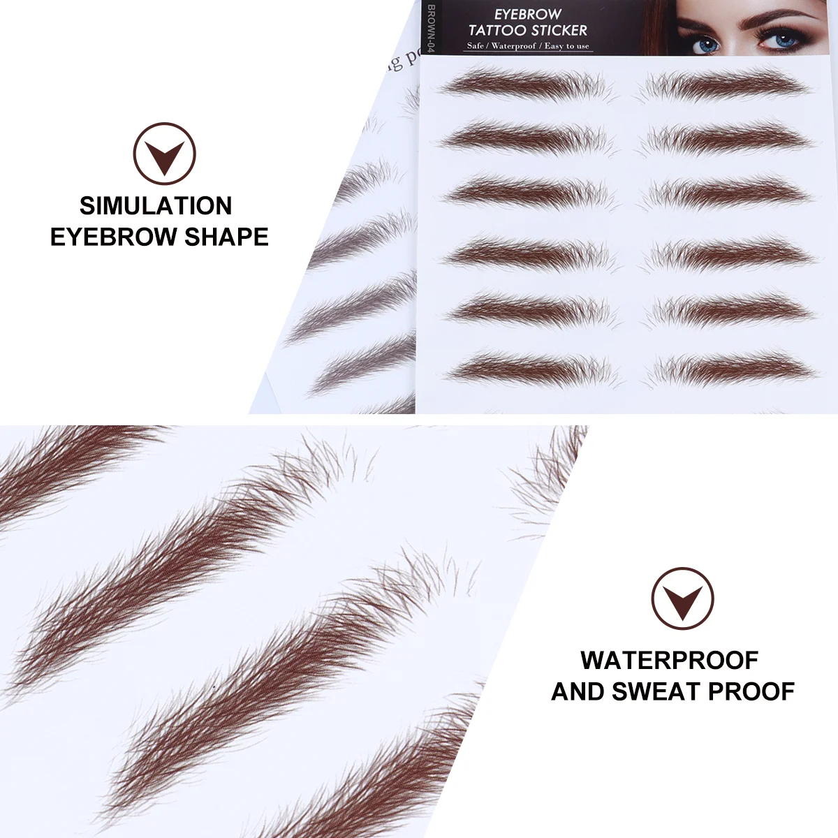 4 Pcs Eyebrow Stickers Fake False Eyebrows Cosmetics Transfer Eyelashes Artificial with Soy Ink Stencils