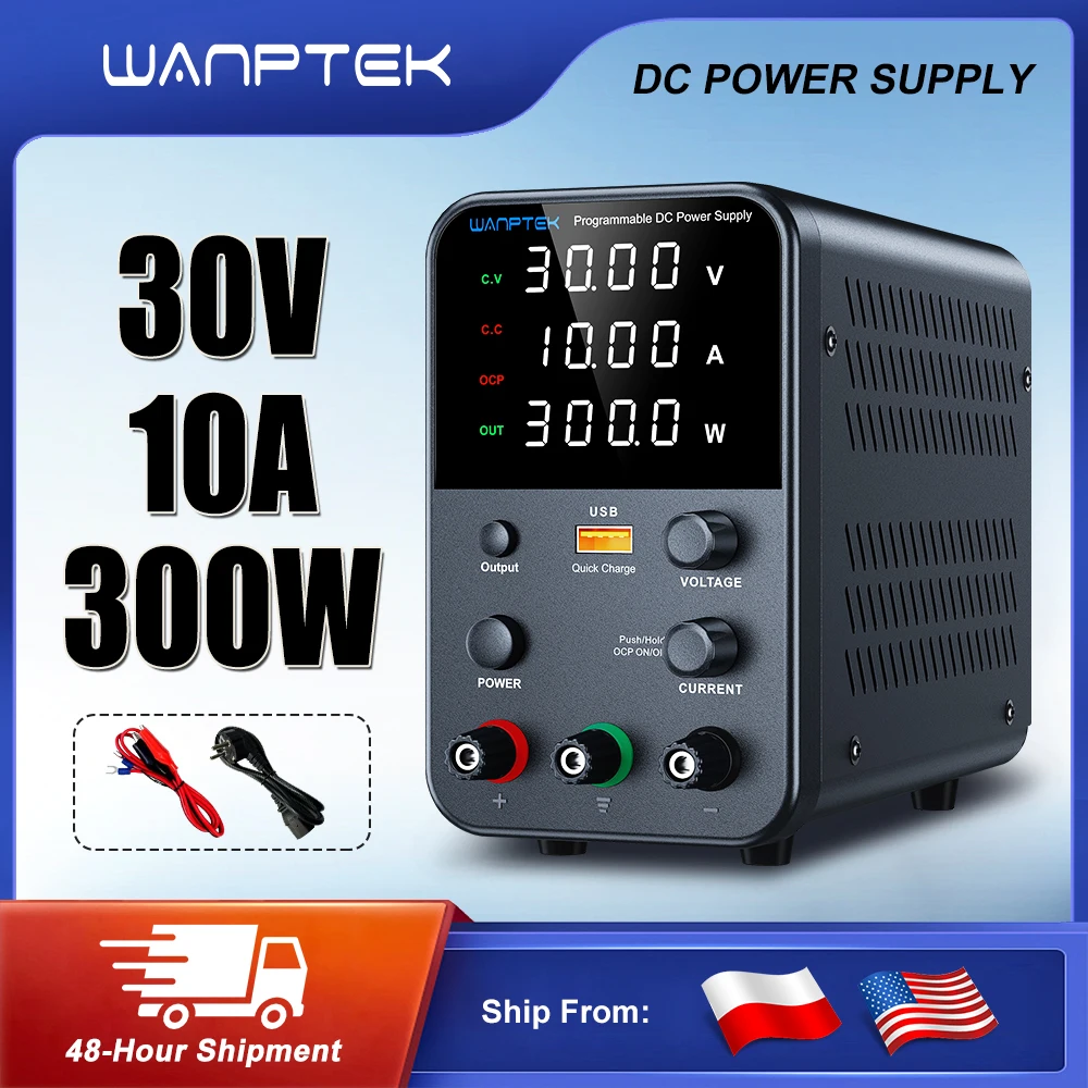 Wanptek Einstellbares Gleichstromnetzteil 30 V 10 A OCP Kurzschlussschutz Alarm WPS3010H Schaltnetzteil Voreingestellter Strom