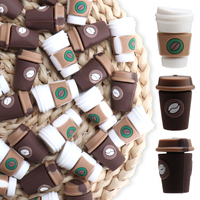3D Coffee Cup Silicone Beads 6Pcs Focal Beads For DIY Pen Key Rings Bead Assortments For Jewelry Making Bracelets & Bag Chains