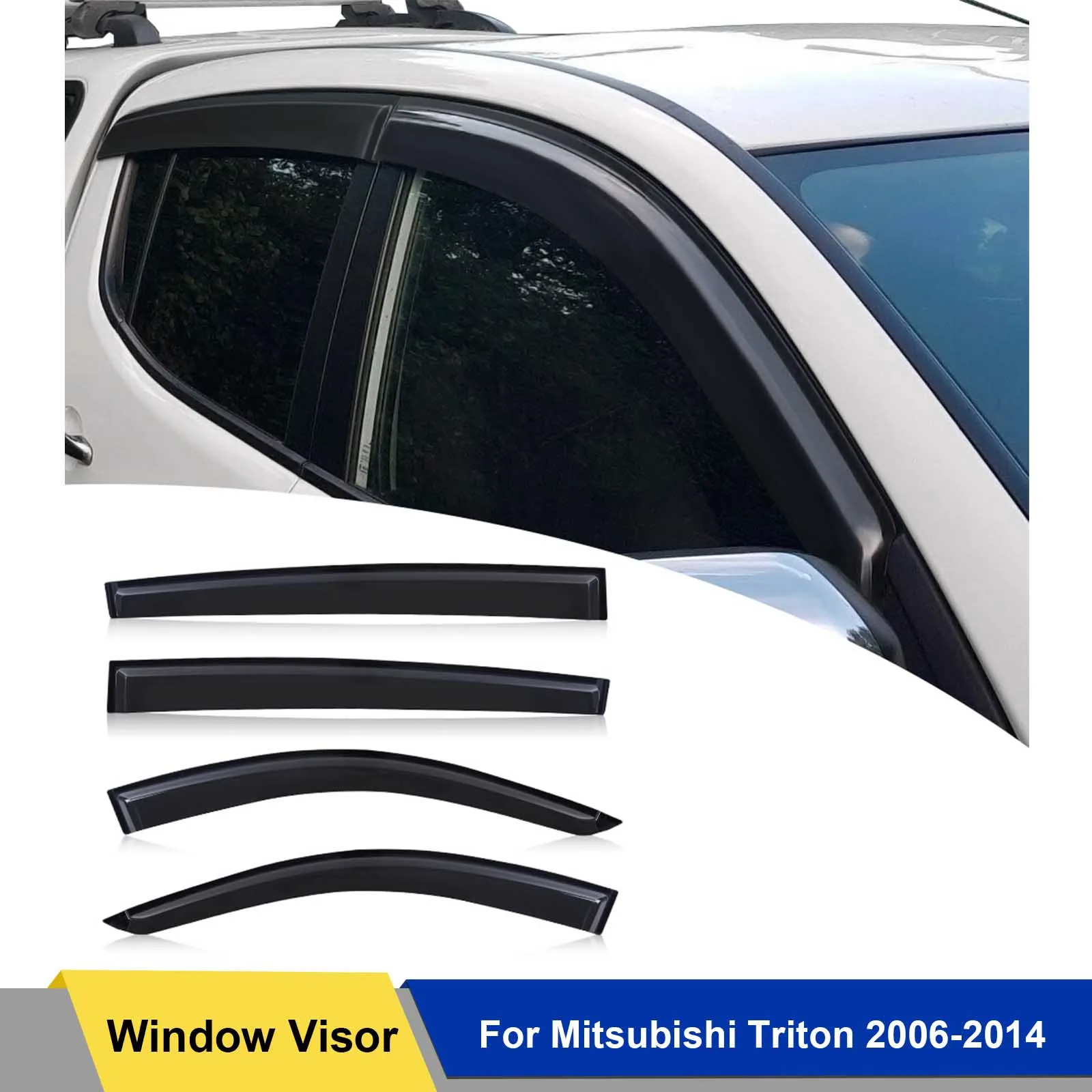 

Window Visor Sun Rain Deflector Guard Weathershield For Mitsubishi Triton 2006-2014 Smoke Black 4PC Double Cabin Car Accessories