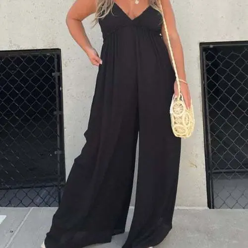 

2024 Casual Sleeveless Women Jumpsuit Long Pants Rompers Solid Camisole Wide Leg Pants Loose Summer Jump Suits for Women Rompers