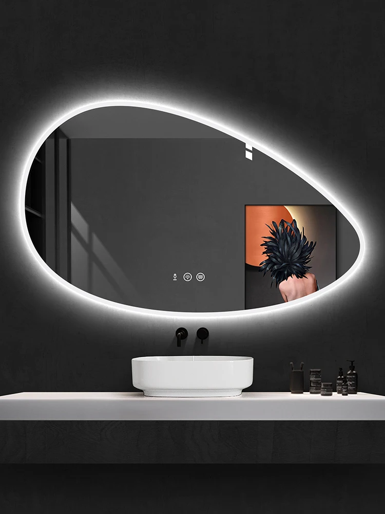 Special-shaped anti-fog led irregular intelligent bathroom mirror wall dressing and washing table