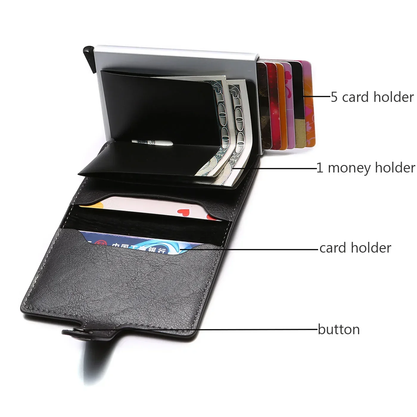محفظة صغيرة رفيعة للرجال بحامل بطاقات RFID من ألياف الكربون، حافظة بطاقات ائتمان مضادة للسرقة مع حقيبة نقود، محفظة صغيرة سوداء للرجال