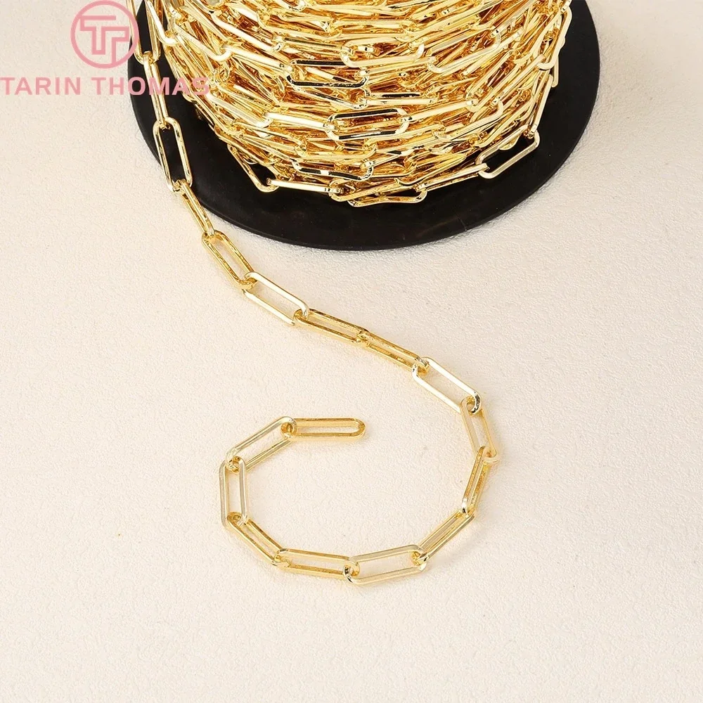 (4307) Eslabón de cadena 15x5MM de espesor 1MM 24K cadenas de latón de Color dorado accesorios de joyería Diy de alta calidad